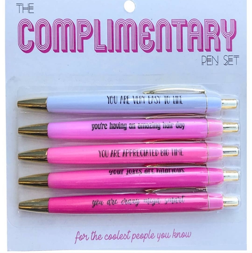 Complimentary novelty pens